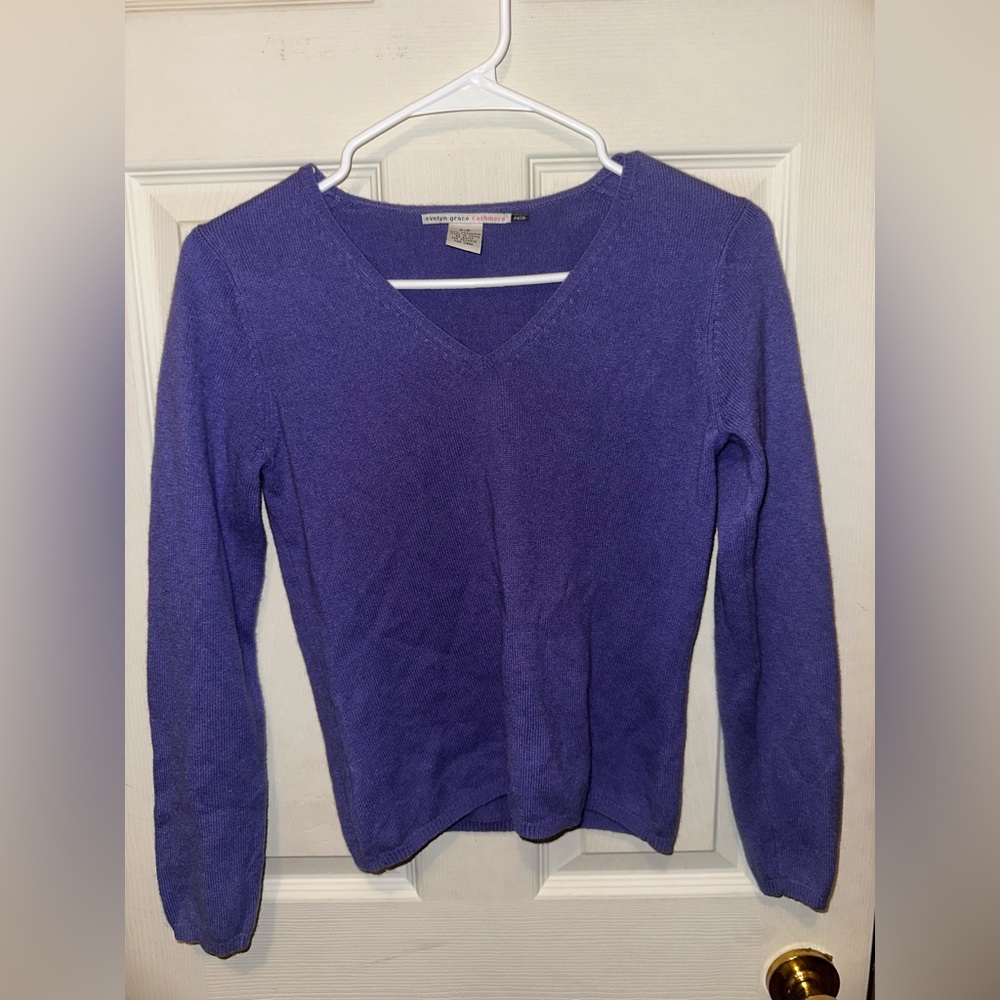Purple Cashmere Thin V-Neck Sweater